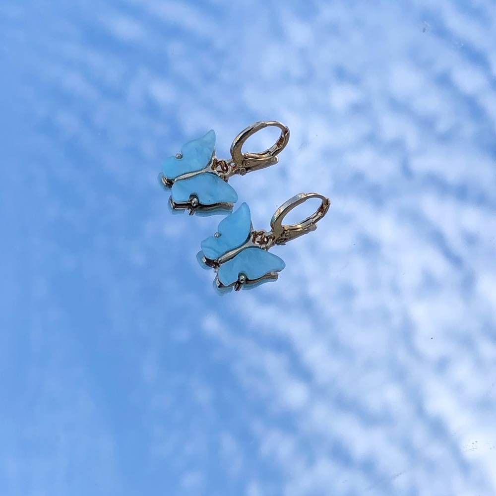 Blue butterfly earrings